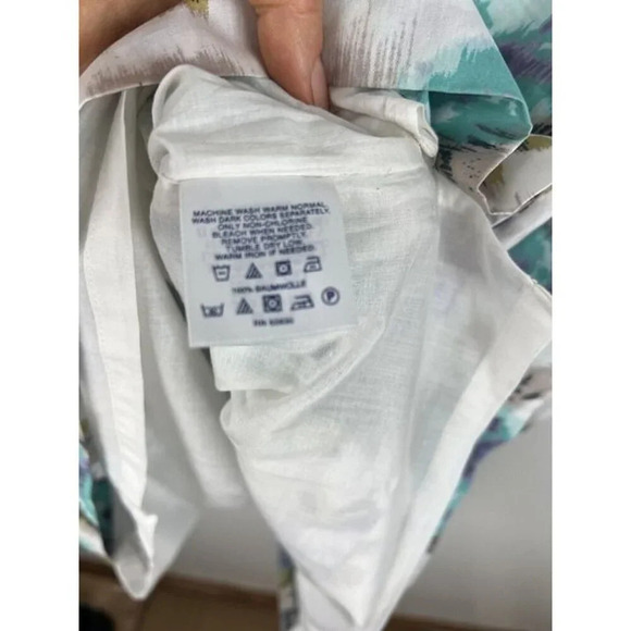 NWT Land’s End Watercolor Rose Dress Women’s Sz 12 Sleeveless Cotton Pockets - Picture 10 of 10